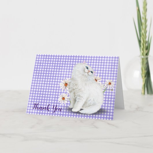 White Persian Cat en Daisy Bedankkaart (Voorkant)
