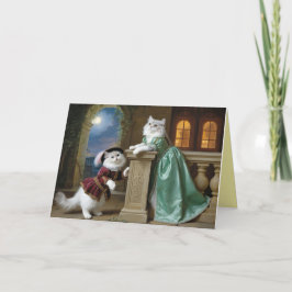 White Persian Cat Valentine Card Feestdagen Kaart