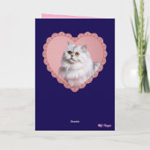 White Persian Cat Valentine's Day Card Feestdagen Kaart (Achterkant)