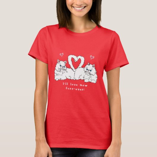 White Persian Cats with Hearts T-shirt (Voorkant)