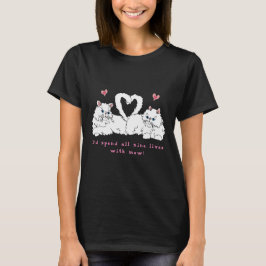White Persian Cats with Hearts T-shirt