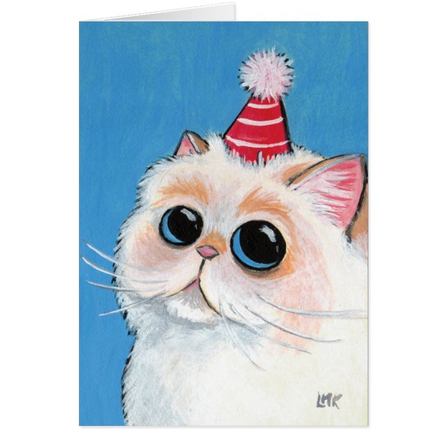 White Persian in a Party Pet - Cat Art Card (Voorkant)