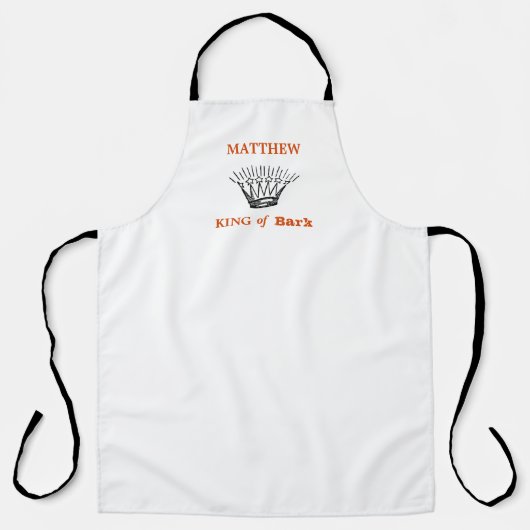 White Personalized King Bark Funny Apron Schort (Voorkant)
