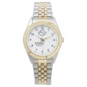 White Personalized Monogram Custom Elegant  Horloge (Voorkant)