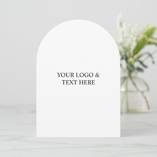 White Personalized – Your Logo & Text Here Kaart (Staand voorkant)