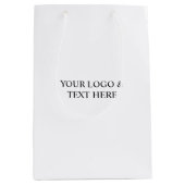 White Personalized – Your Logo & Text Here Medium Cadeauzakje (Voorkant)