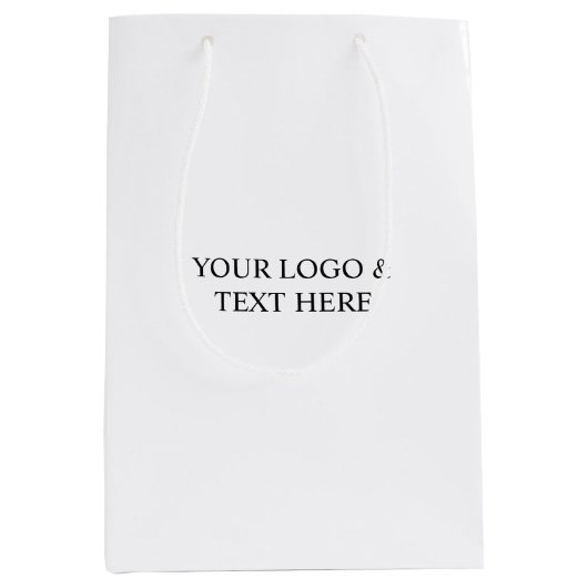 White Personalized – Your Logo & Text Here Medium Cadeauzakje (Voorkant)