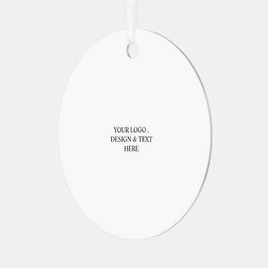 White Personalized – Your Logo & Text Here Metalen Ornament (Voorkant links)