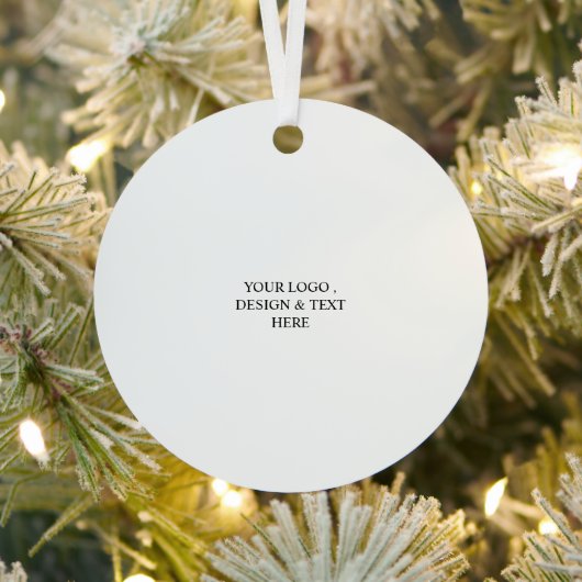 White Personalized – Your Logo & Text Here Metalen Ornament (Insitu)