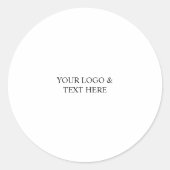 White Personalized – Your Logo & Text Here Ronde Sticker (Voorkant)