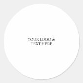 White Personalized – Your Logo & Text Here Ronde Sticker (Voorkant)