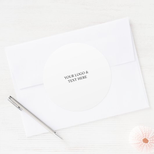 White Personalized – Your Logo & Text Here Ronde Sticker (Envelop)