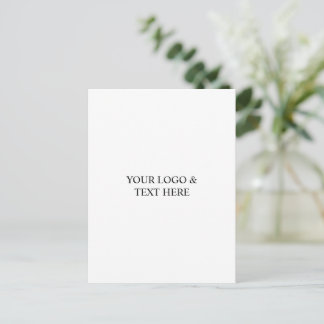 White Personalized – Your Logo & Text Here Uitnodiging Briefkaart