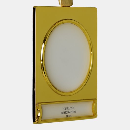 White Personalized – Your Logo & Text Here Verguld Banner Ornament (Rechts)