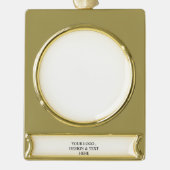 White Personalized – Your Logo & Text Here Verguld Banner Ornament (Voorkant)
