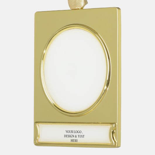 White Personalized – Your Logo & Text Here Verguld Banner Ornament (Links)