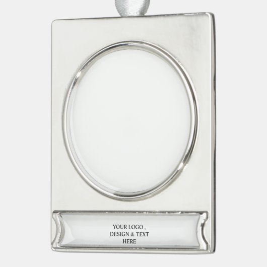 White Personalized – Your Logo & Text Here Verzilverd Banner Ornament (Links)