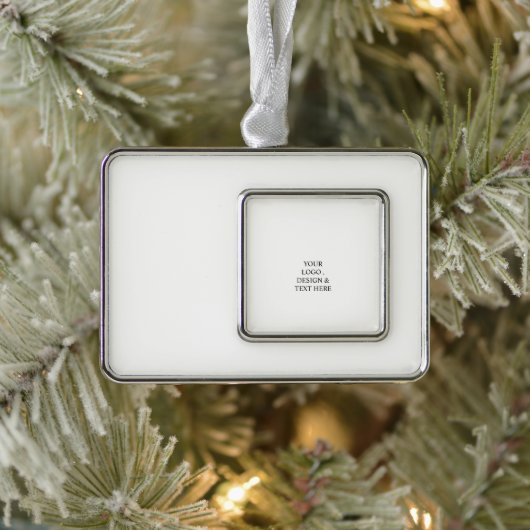 White Personalized – Your Logo & Text Here Verzilverd Omlijst Ornament (Boom)