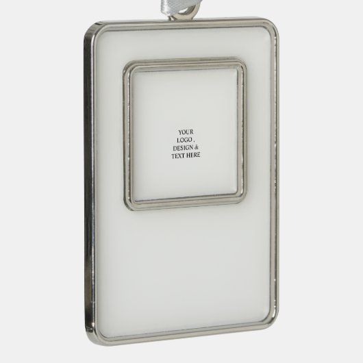 White Personalized – Your Logo & Text Here Verzilverd Omlijst Ornament (Rechts)