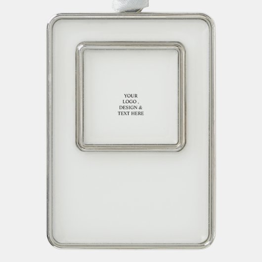 White Personalized – Your Logo & Text Here Verzilverd Omlijst Ornament (Voorkant)