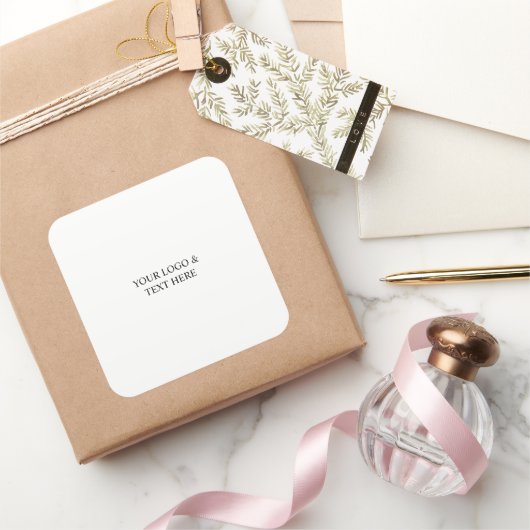 White Personalized – Your Logo & Text Here Vierkante Sticker (Geschenken)