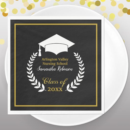 White Pet and Laurel Graduation Party Paper Napkin Servet