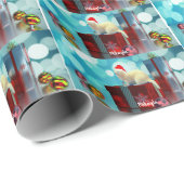 White Pet Ferret in Santa Hat  Cadeaupapier (Rol Hoek)