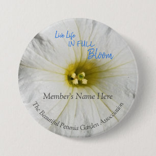 White Petunia Flower Close-up foto Name Tag Ronde Button 7,6 Cm