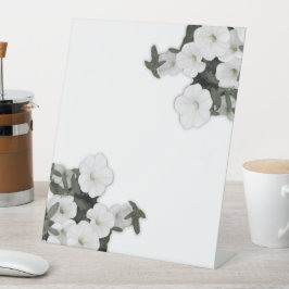 White Petunia Pedestal Sign Reclamebord Met Voetstuk
