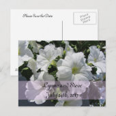 White Petunia Save the Date Aankondigingskaart (Voorkant / Achterkant)