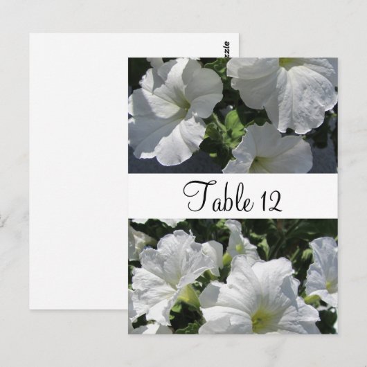 White Petunias Table Seating Kaart (Voorkant / Achterkant)