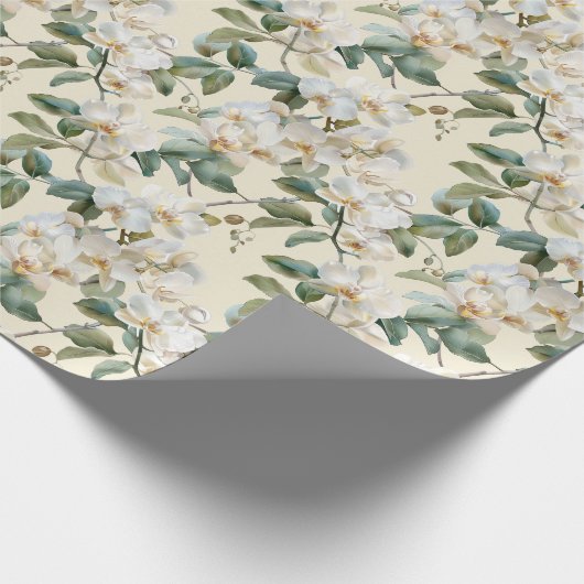 White Phalaenopsis Orchid Cadeaupapier (Hoek)