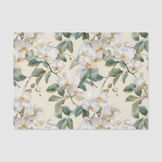 White Phalaenopsis Orchid Tissuepapier (Voorkant)