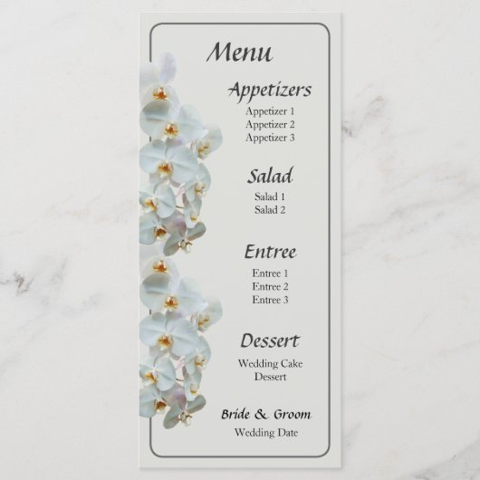 White Phalaenopsis Orchids Wedding Menu (Voorkant)