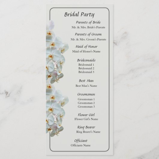 White Phalaenopsis Orchids Wedding Programme Programmakaart (Achterkant)