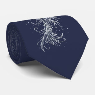 White Phoenix Lineart Blue Stropdas