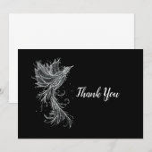 White Phoenix on Black Bedankkaart (Voorkant / Achterkant)