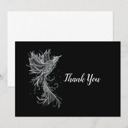 White Phoenix on Black Bedankkaart (Voorkant / Achterkant)