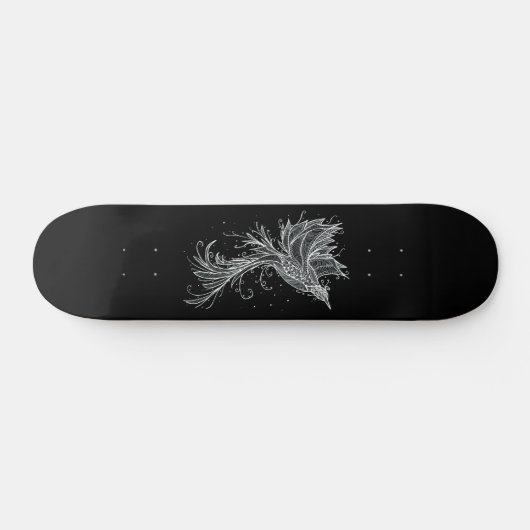 White Phoenix on Black Persoonlijk Skateboard (Horizontaal)