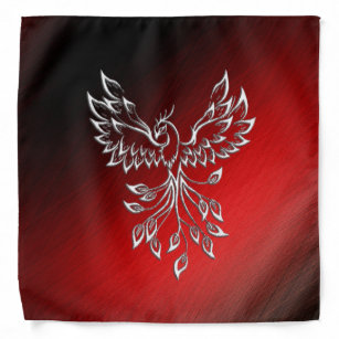 White Phoenix Rises Red in Black Ashes Bandana