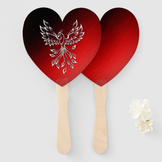 White Phoenix Rises Red in Black Ashes Handwaaier (Voorkant en achterkant)