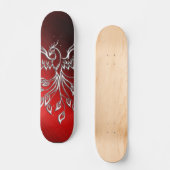 White Phoenix Rises Red in Black Ashes Persoonlijk Skateboard (Voorkant)