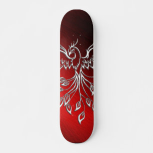 White Phoenix Rises Red in Black Ashes Persoonlijk Skateboard