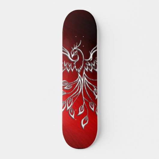 White Phoenix Rises Red in Black Ashes Persoonlijk Skateboard (Voorkant)