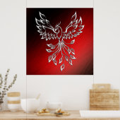 White Phoenix Rises Red in Black Ashes Poster (Keuken)