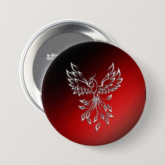 White Phoenix Rises Red in Black Ashes Ronde Button 7,6 Cm (Voorkant /achterkant)