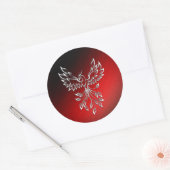 White Phoenix Rises Red in Black Ashes Ronde Sticker (Envelop)