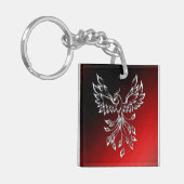 White Phoenix Rises Red in Black Ashes Sleutelhanger (Voorkant Links)