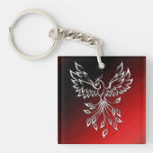 White Phoenix Rises Red in Black Ashes Sleutelhanger (Voorkant)