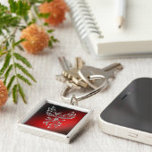 White Phoenix Rises Red in Black Ashes Sleutelhanger (Zijkant)